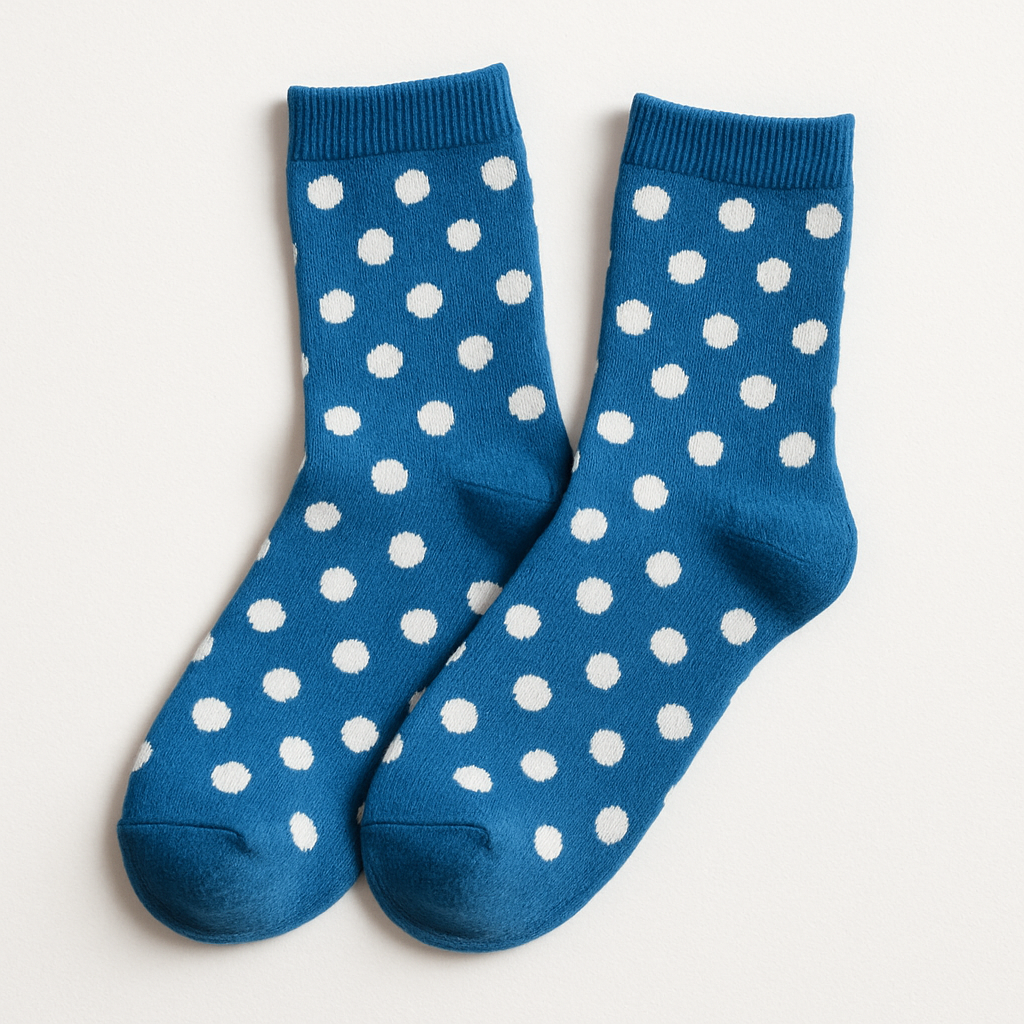 Chaussettes à pois bleues