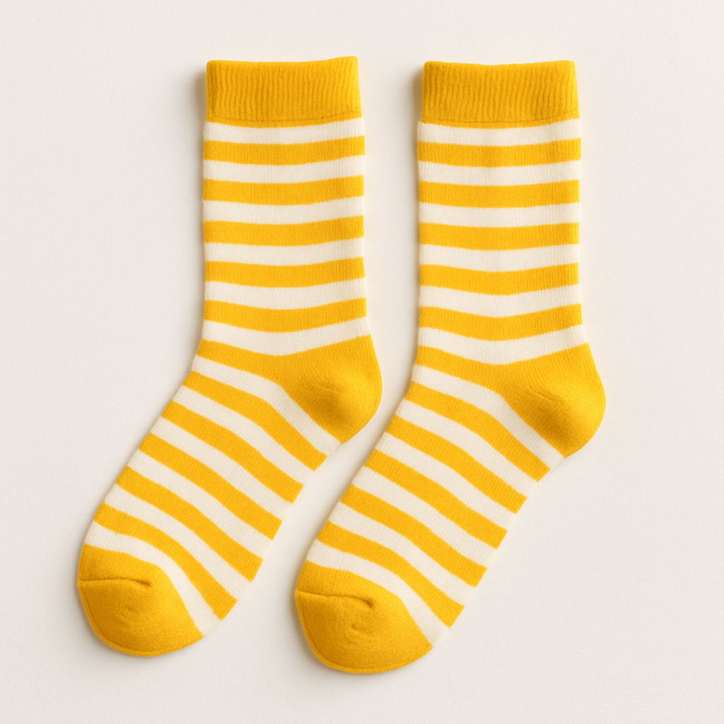 Chaussettes rayées jaunes